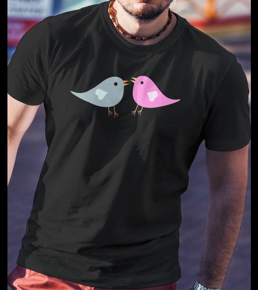 Love Birds Romantic Valentine Two Birds With Hearts T-Shirt