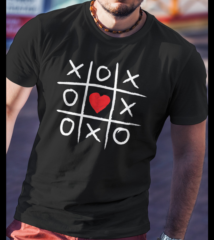 Tic Tac Toe XOXO Valentines Day Heart Grid T-Shirt