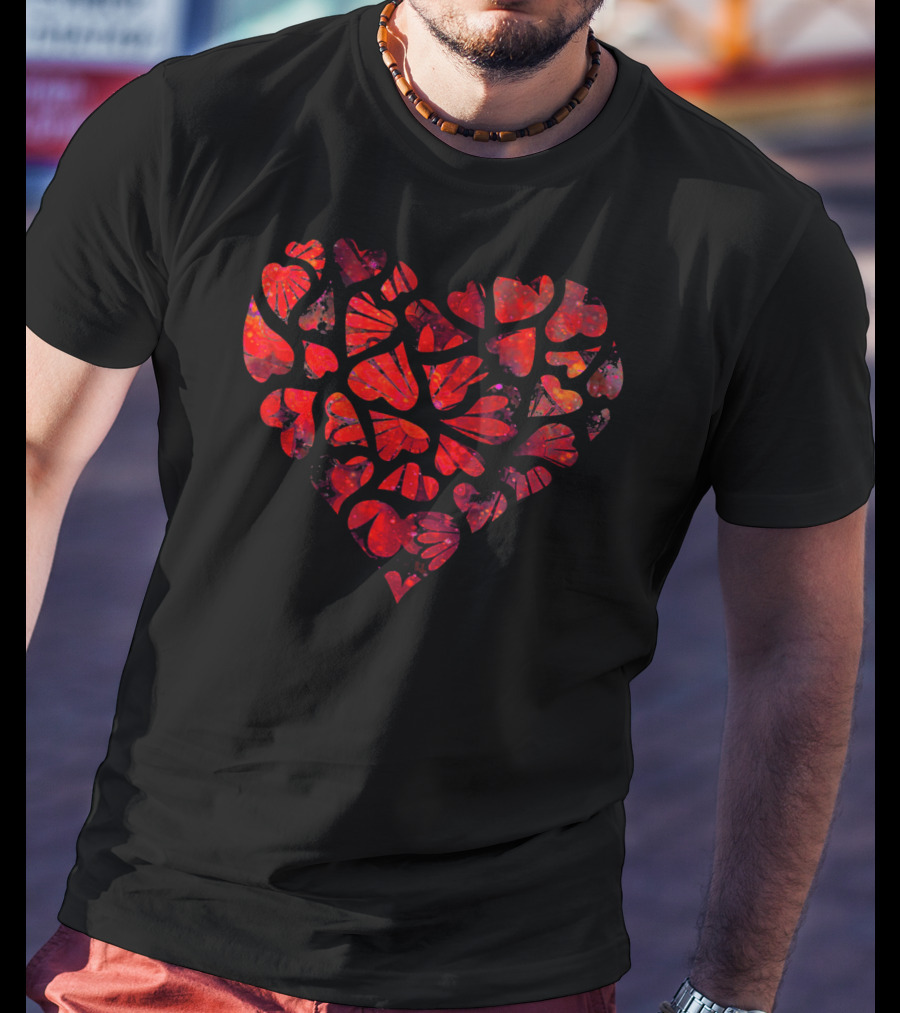 Tie Dye Style Romantic Heart Pattern For Couples T-Shirt