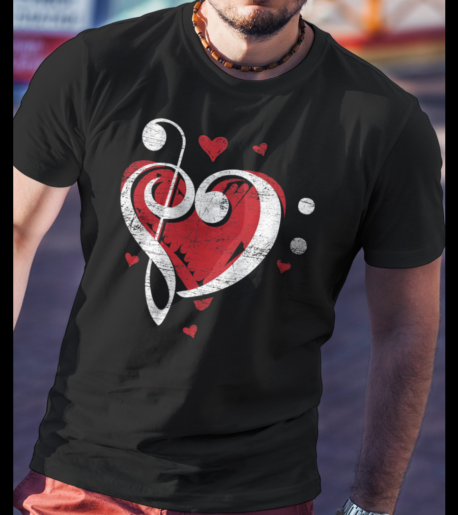 Treble Clef Heart Love Music T-Shirt
