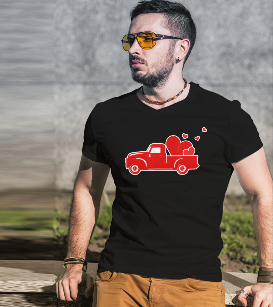 Toddler Boy Heart Truck Valentine T-Shirt