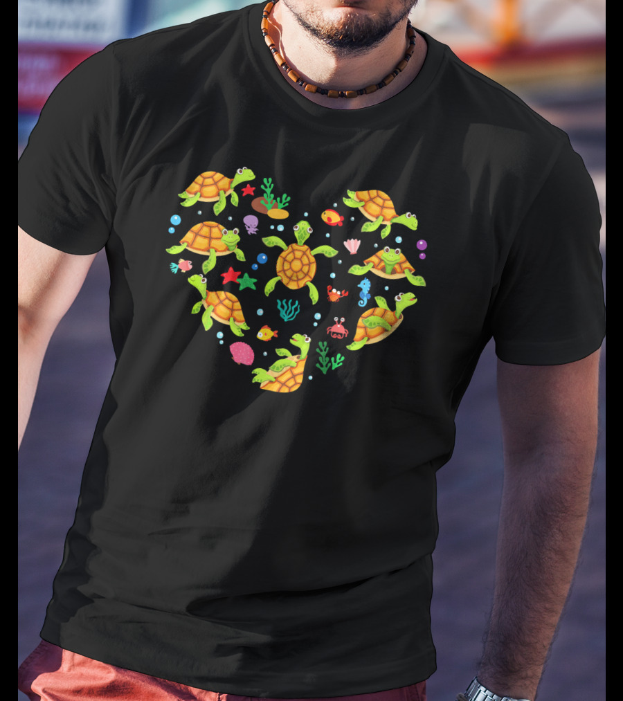 Heart-Shaped Turtle Valentine Celebration Ocean Creatures T-Shirt