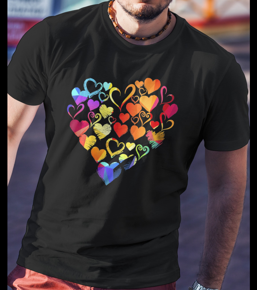 Tye Dye Heart Candy Couples Romantic Valentine Colorful Hearts T-Shirt