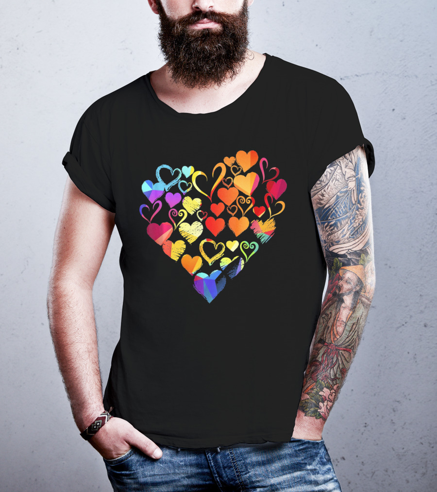 Tye Dye Heart Candy Couples Romantic Valentine Colorful Hearts T-Shirt