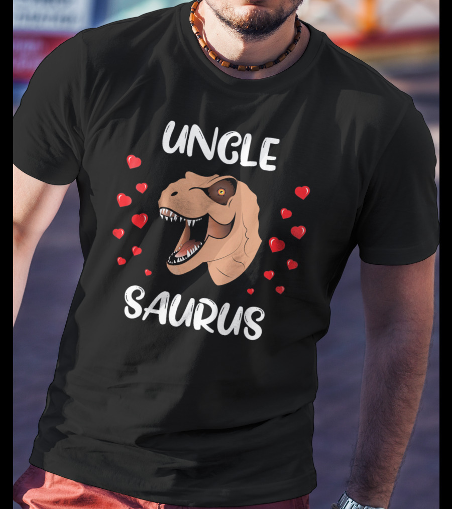 Uncle Saurus Valentine's Dinosaur With Hearts T-Shirt
