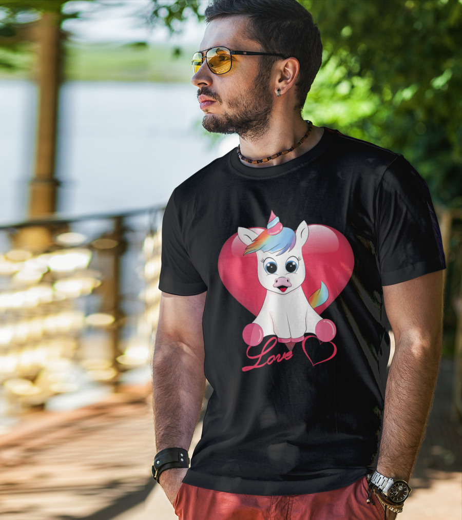 Love Unicorn Heart Valentines Day T-Shirt