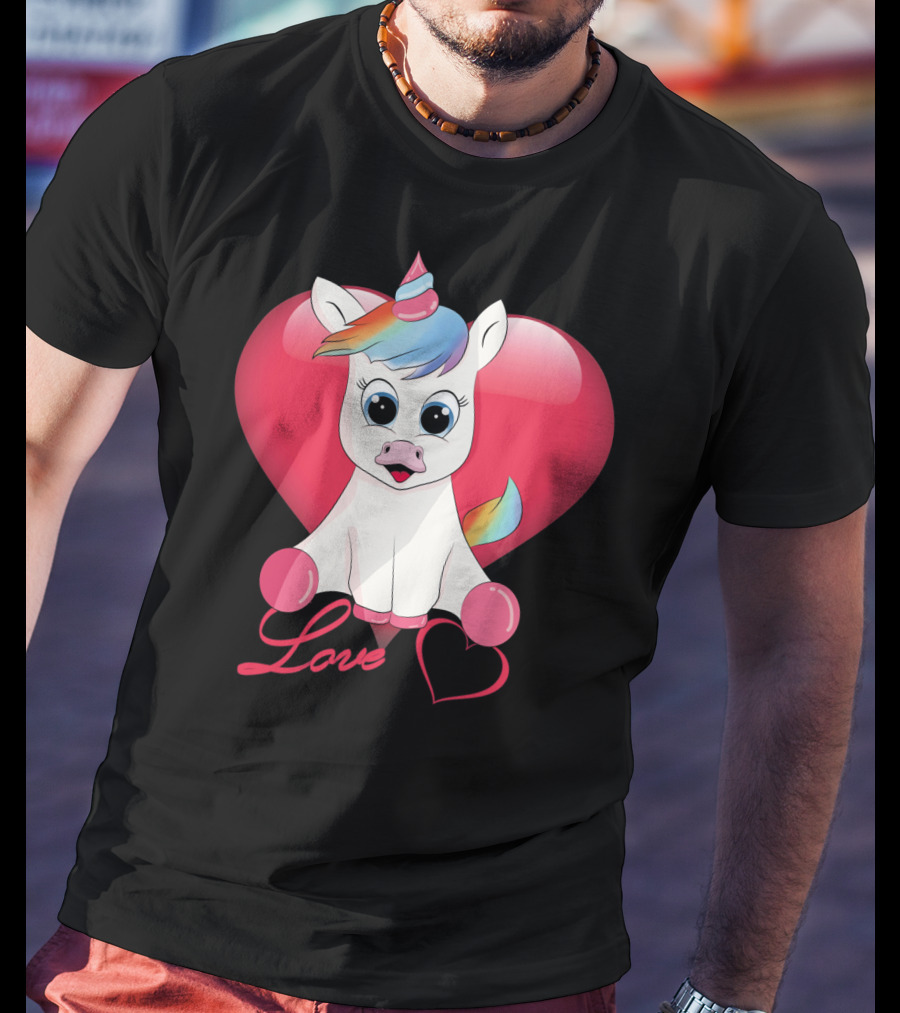 Love Unicorn Heart Valentines Day T-Shirt