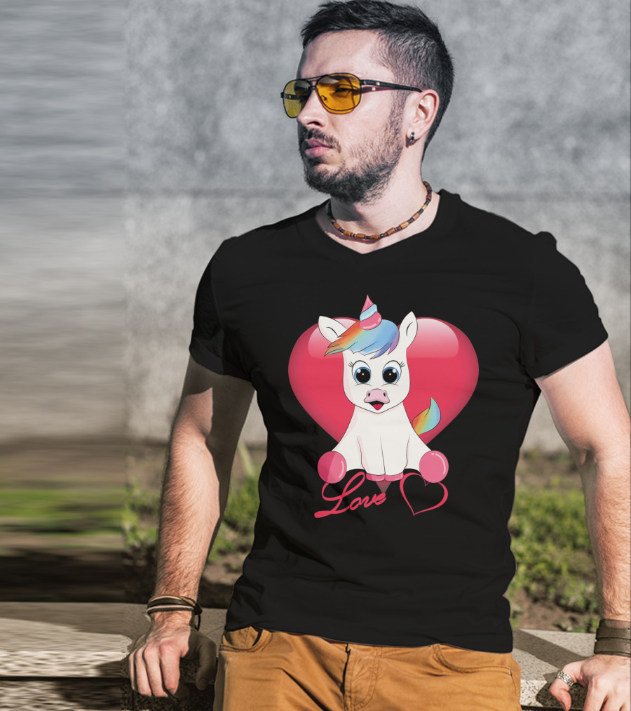 Love Unicorn Heart Valentines Day T-Shirt