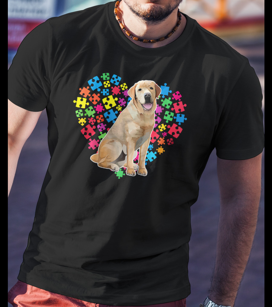 Labrador Dog Heart Puzzle Valentine T-Shirt