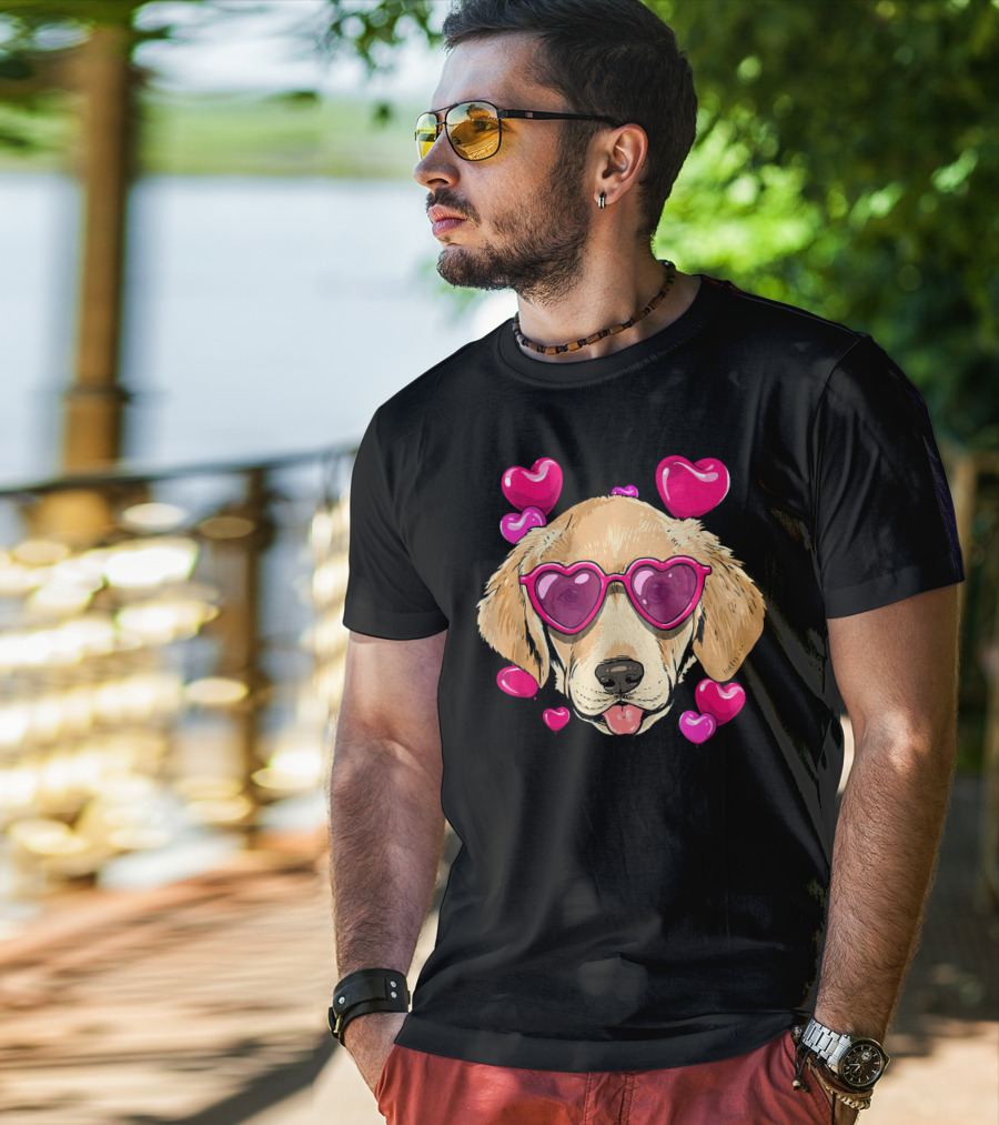 Labrador Retriever Heart Sunglasses Valentines Day Hearts T-Shirt