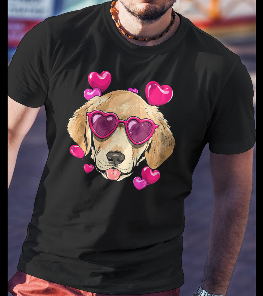 Labrador Retriever Heart Sunglasses Valentines Day Hearts T-Shirt
