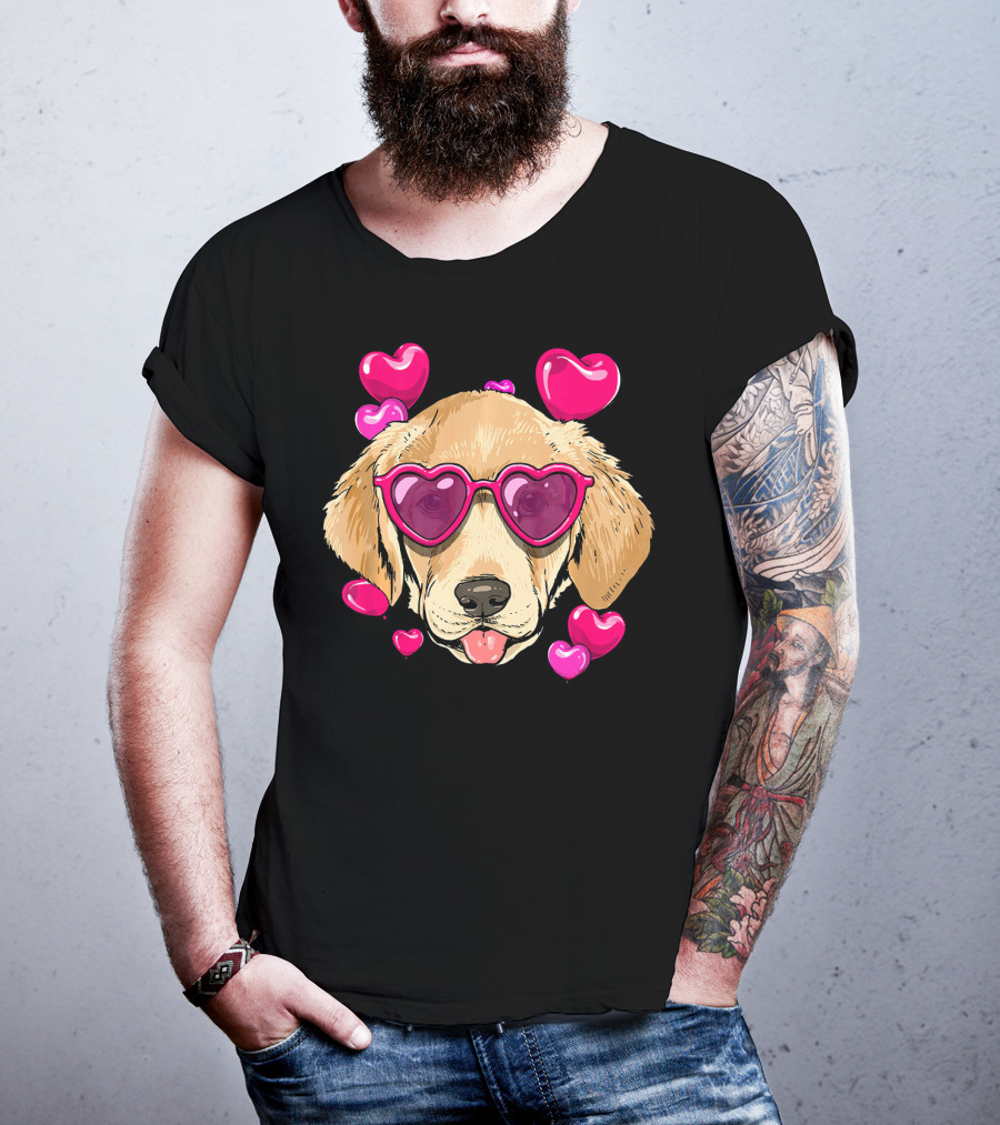 Labrador Retriever Heart Sunglasses Valentines Day Hearts T-Shirt