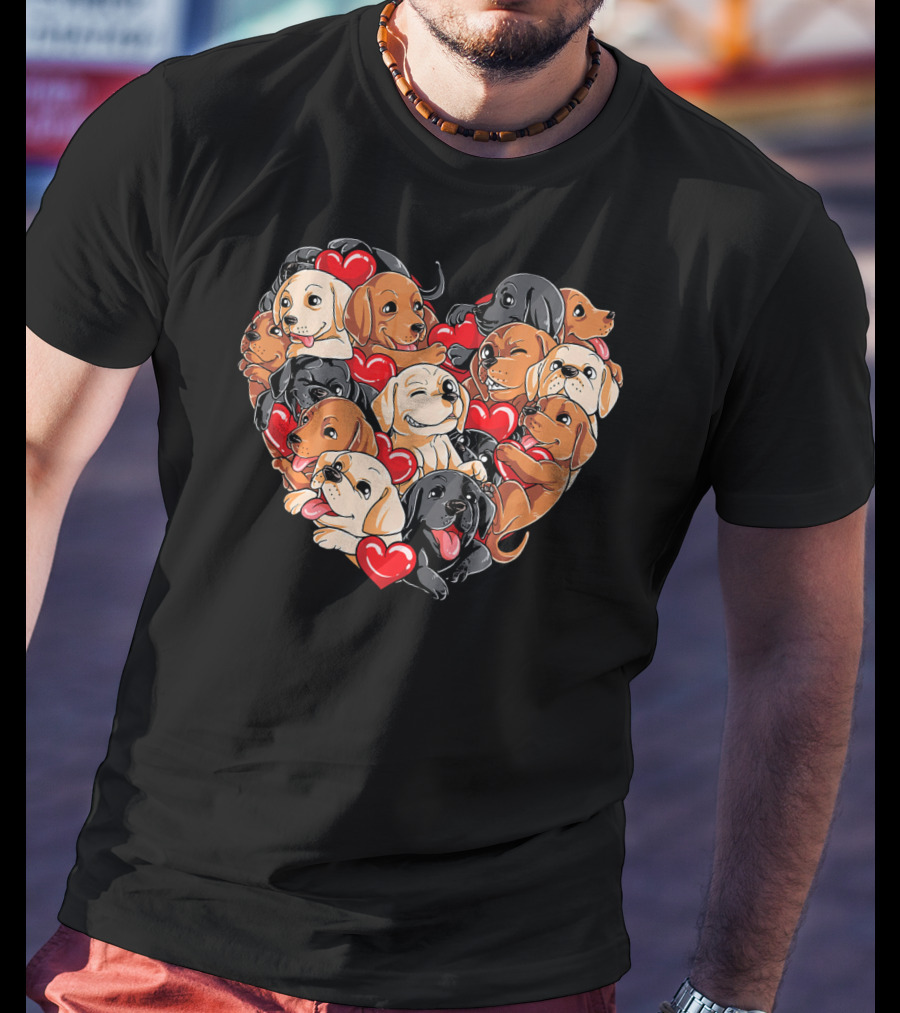Labrador Puppies Heart Valentine’s Day T-Shirt