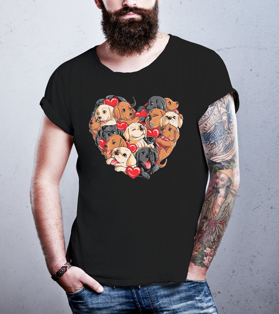 Labrador Puppies Heart Valentine’s Day T-Shirt