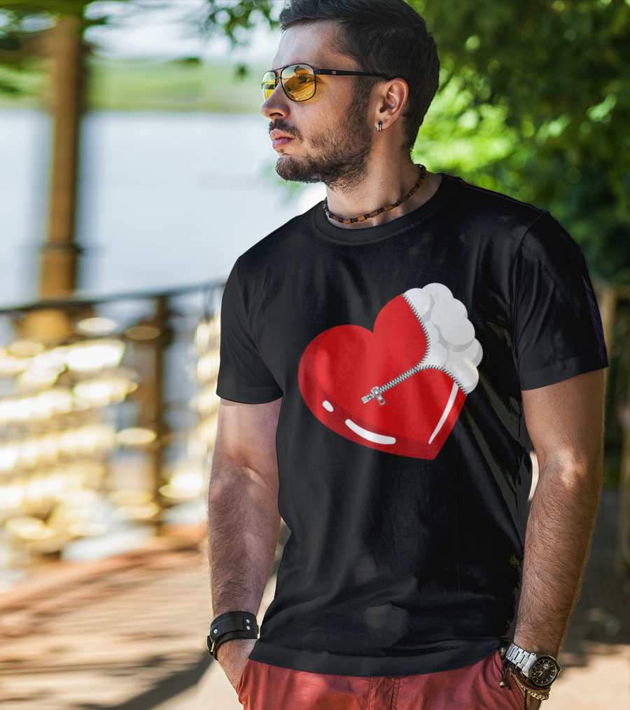 Lacrosse Ball Heart With Zipper Valentines T-Shirt