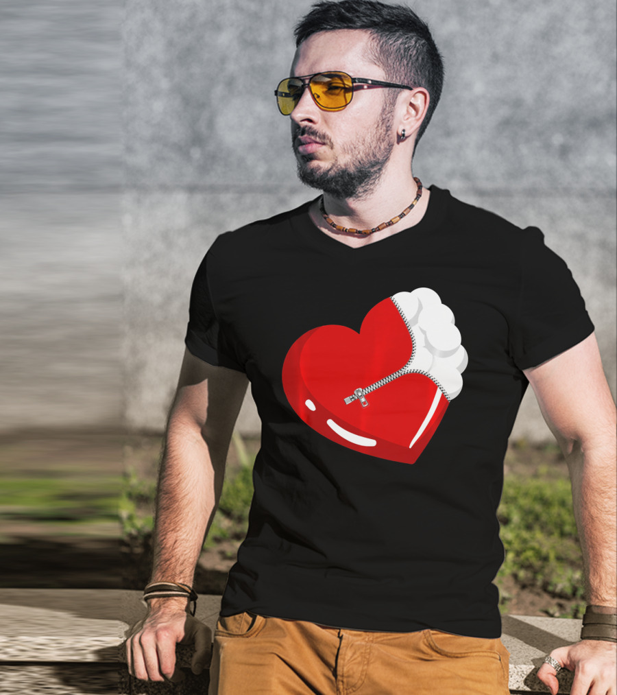 Lacrosse Ball Heart With Zipper Valentines T-Shirt