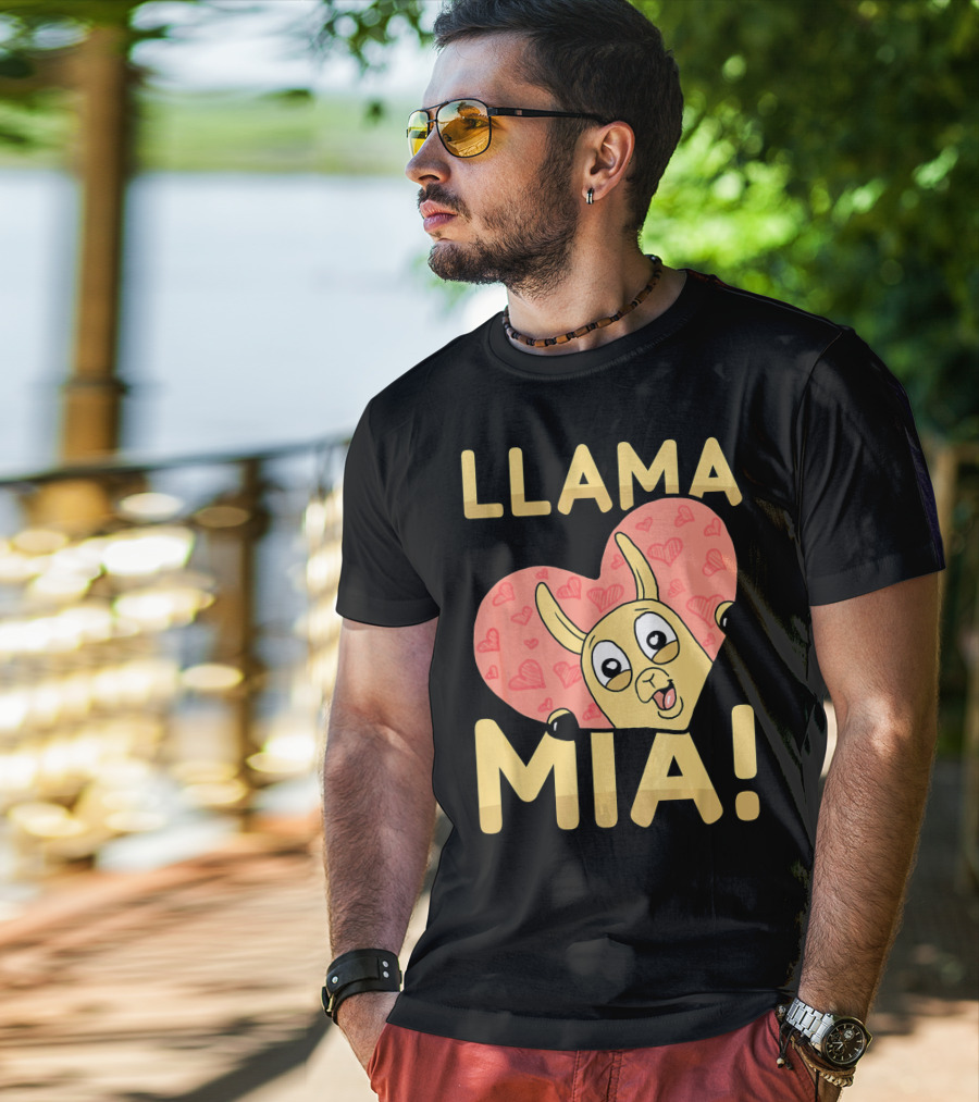 Llama Mia Love Heart Valentine's Day T-Shirt