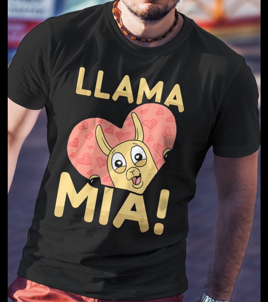 Llama Mia Love Heart Valentine's Day T-Shirt