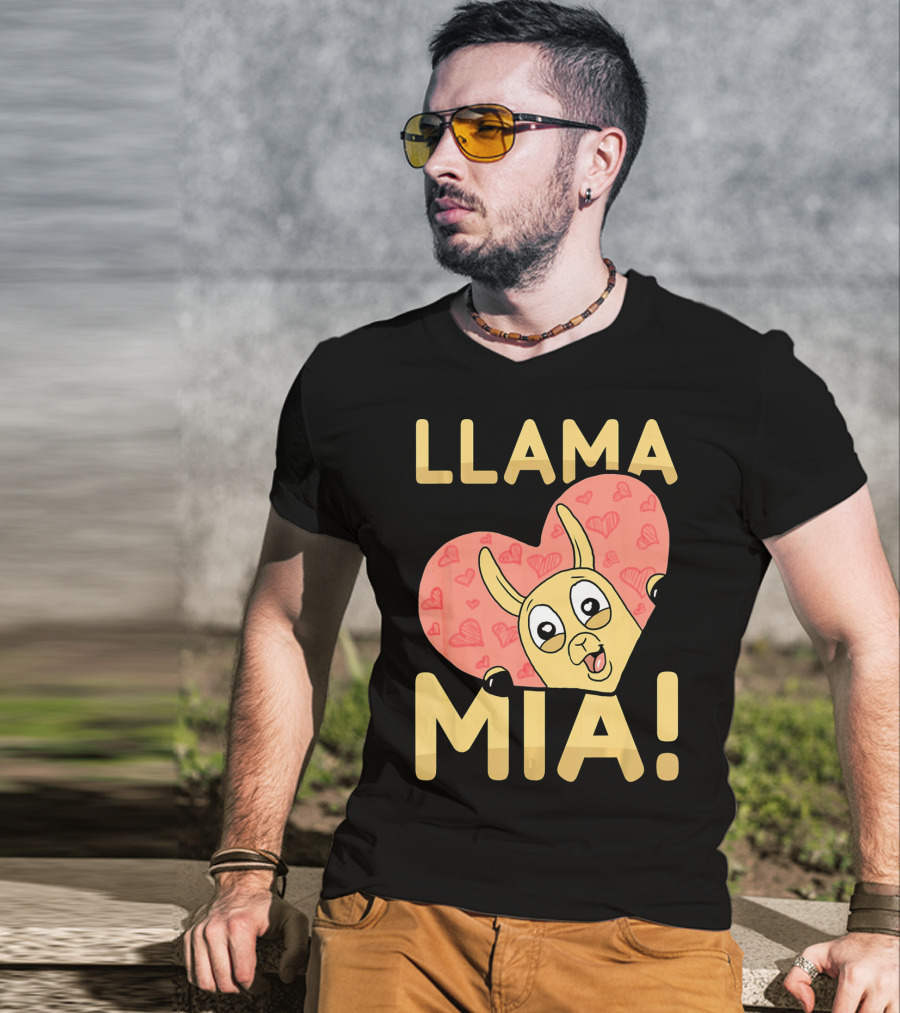 Llama Mia Love Heart Valentine's Day T-Shirt
