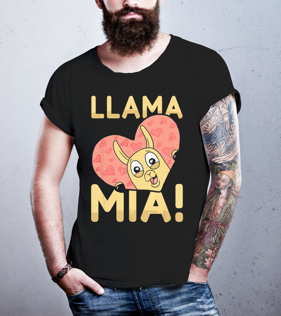 Llama Mia Love Heart Valentine's Day T-Shirt