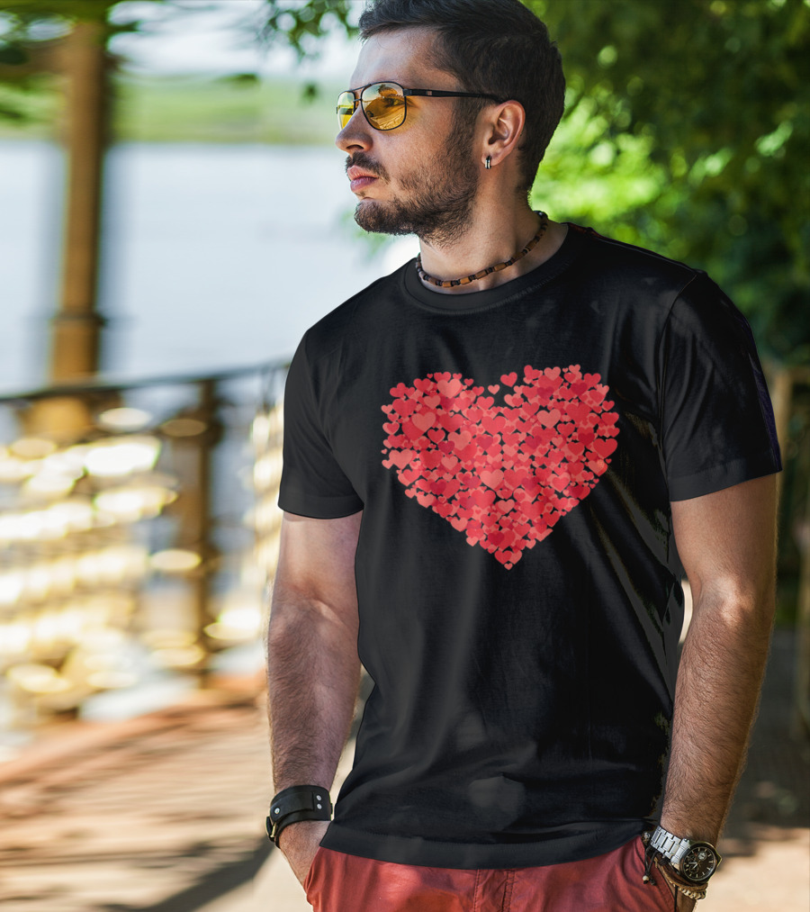 Lots Of Hearts Valentine's Day Heart In Many Shades Of Red T-Shirt