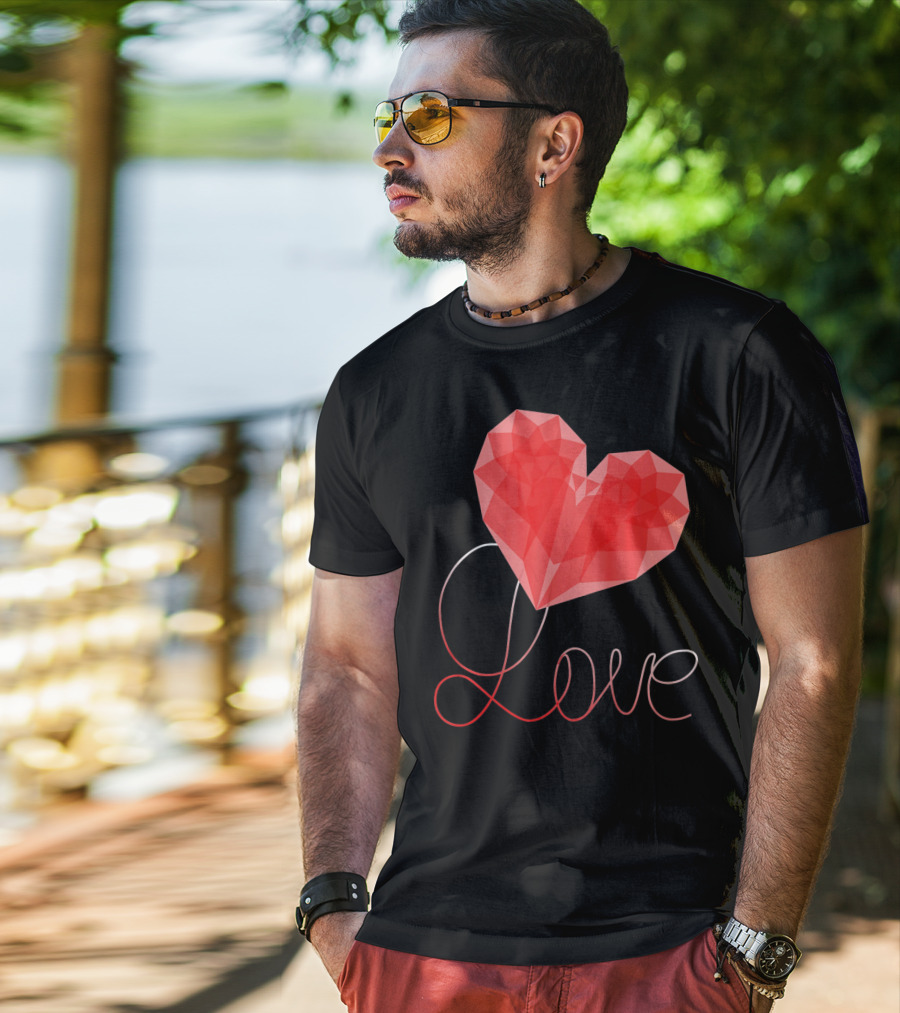 Love Heart Valentin Geometric T-Shirt