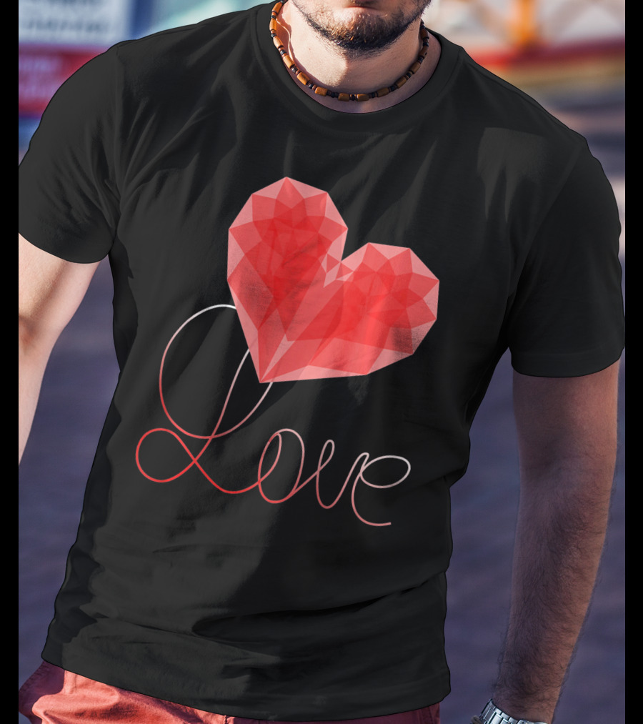 Love Heart Valentin Geometric T-Shirt
