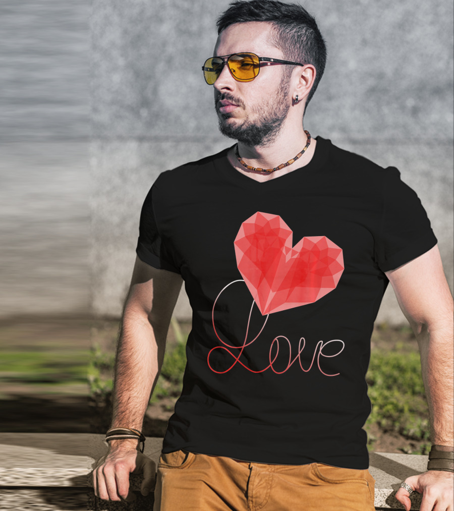 Love Heart Valentin Geometric T-Shirt