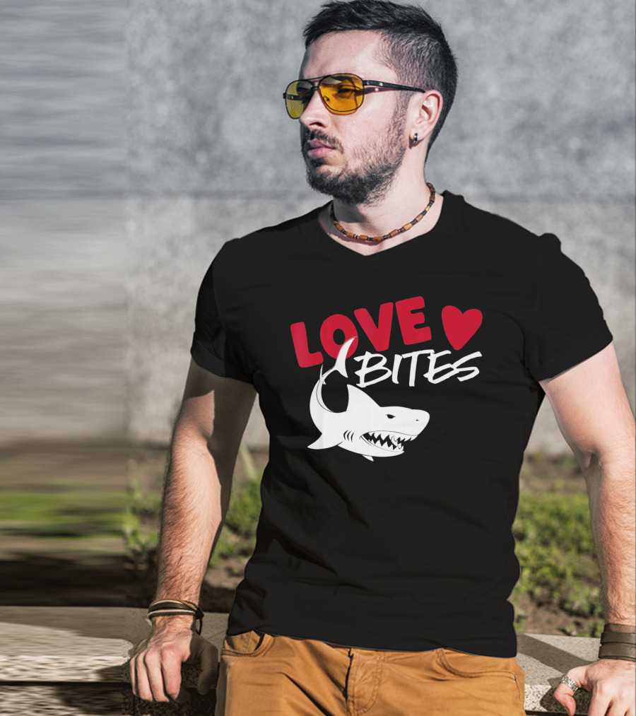Valentines Day Shark Love Bites T-Shirt