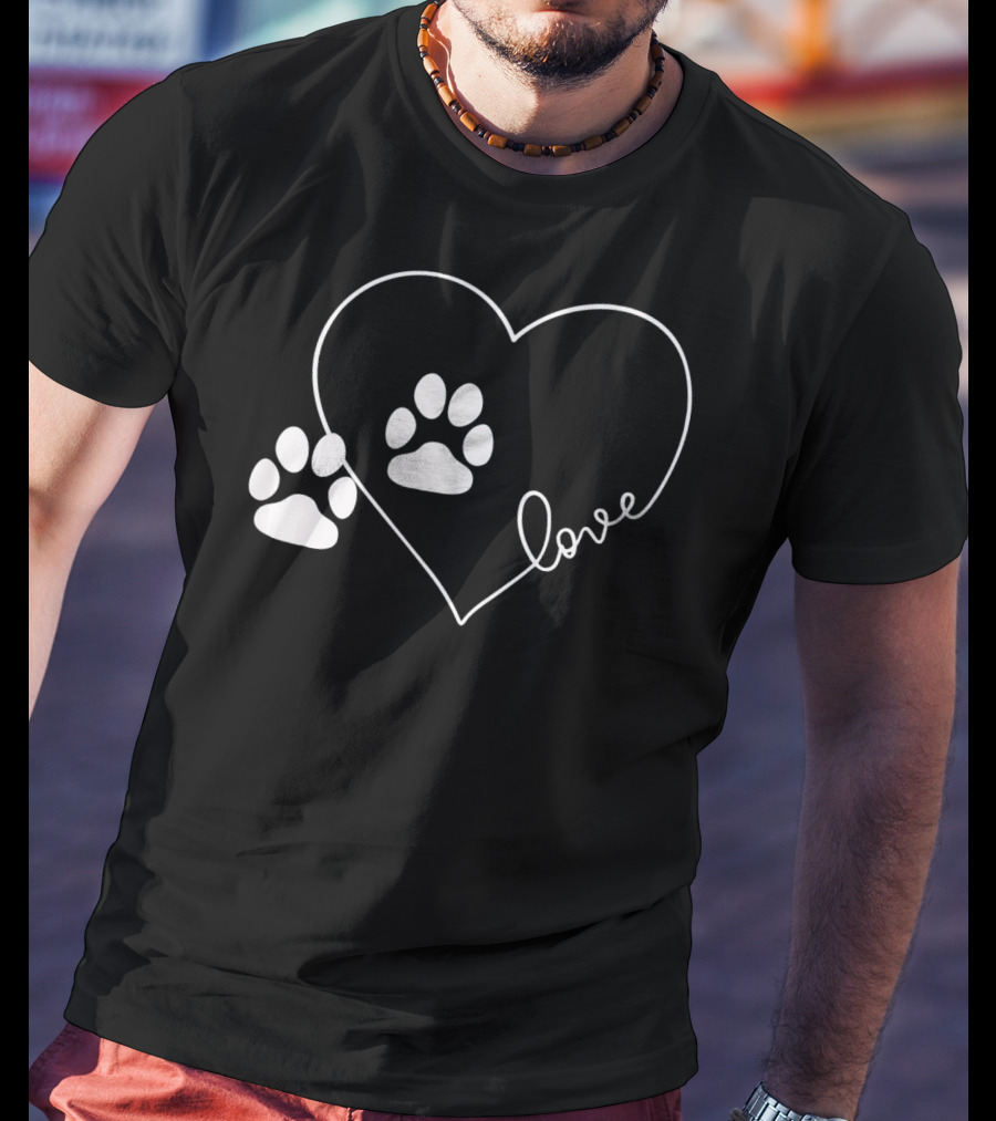 Love Paw Prints Heart T-Shirt