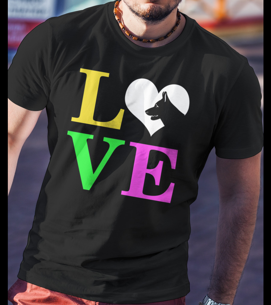 Love German Shepherd Mom Valentines Long Heart T-Shirt