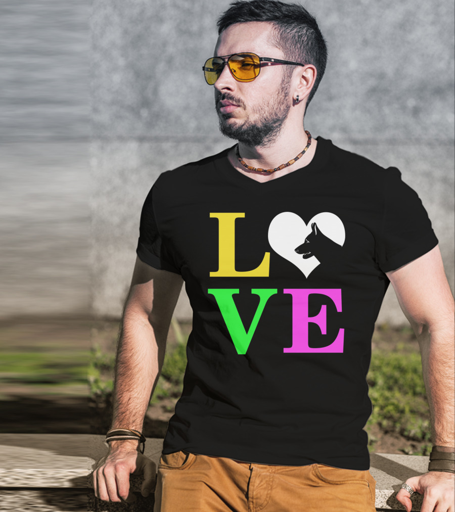 Love German Shepherd Mom Valentines Long Heart T-Shirt