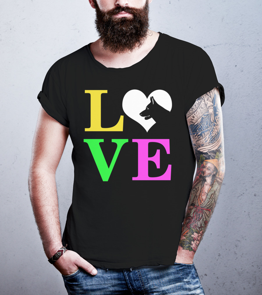 Love German Shepherd Mom Valentines Long Heart T-Shirt