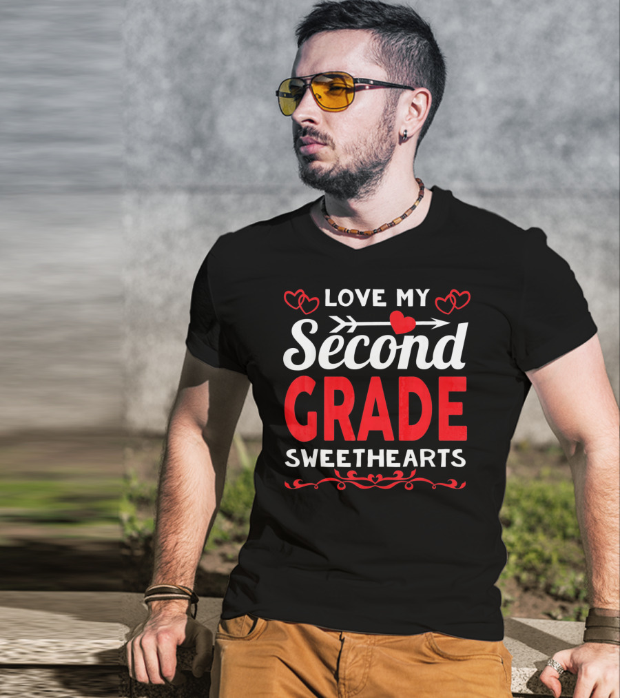 Love My Second Grade Sweethearts Valentine's Day Hearts T-Shirt