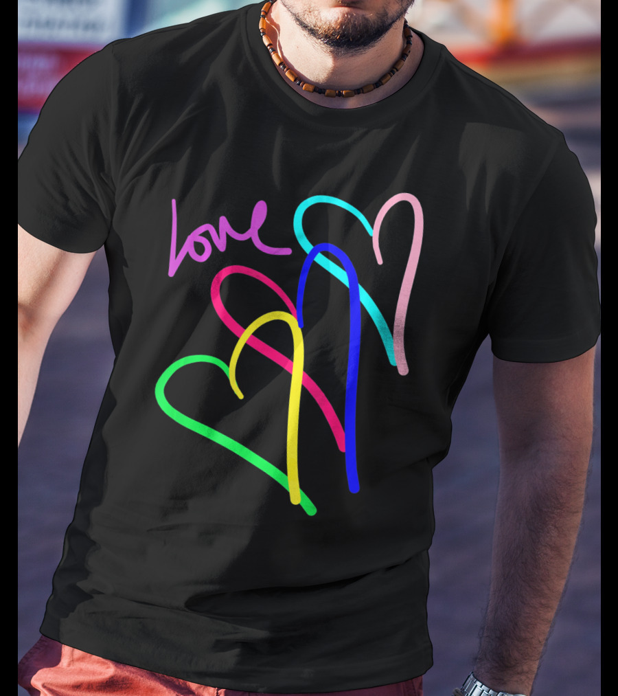 Love Neon Rainbow Hearts Connection Vale T-Shirt