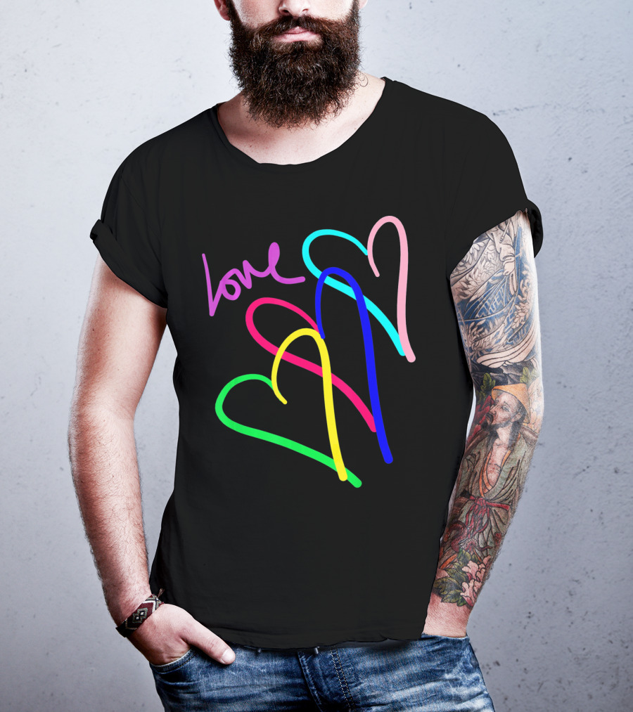 Love Neon Rainbow Hearts Connection Vale T-Shirt