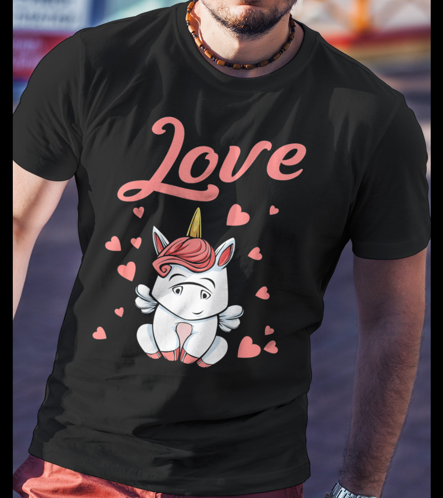Love Unicorn Funny Valentines Day Hearts T-Shirt