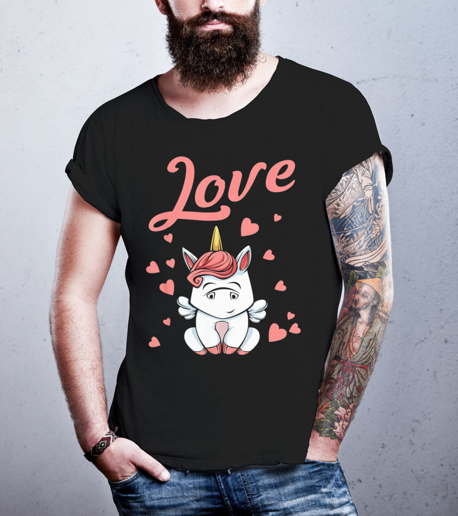 Love Unicorn Funny Valentines Day Hearts T-Shirt