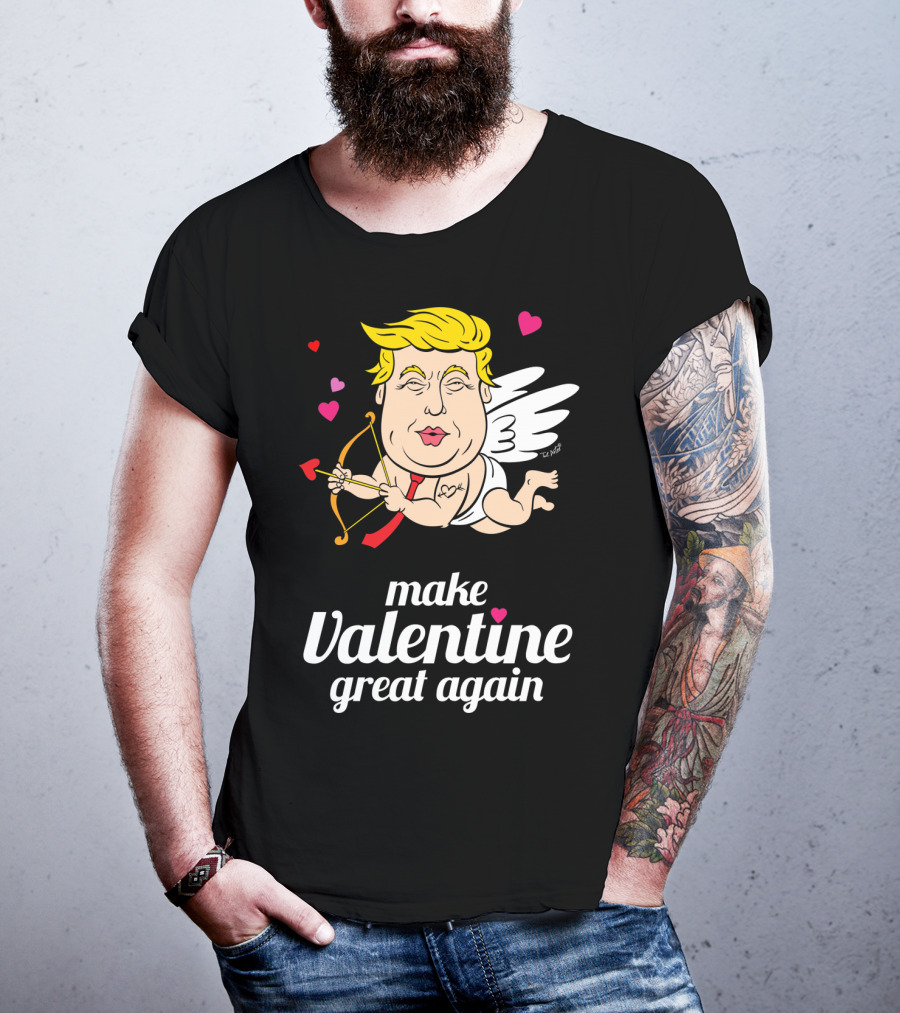 Make Valentine Great Again Cupid With Bow And Hearts T-Shirt