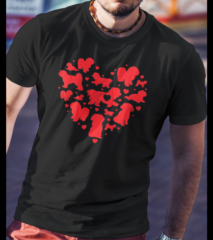 Maltese Dog Heart Silhouettes Valentines Day Mom Lover T-Shirt
