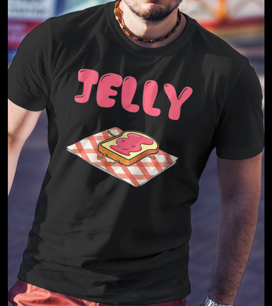 Jelly Sleeping On Toast With Red And White Checkered Blanket T-Shirt