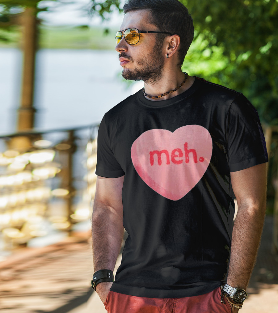 Meh Anti Valentines Day Candy Heart T-Shirt