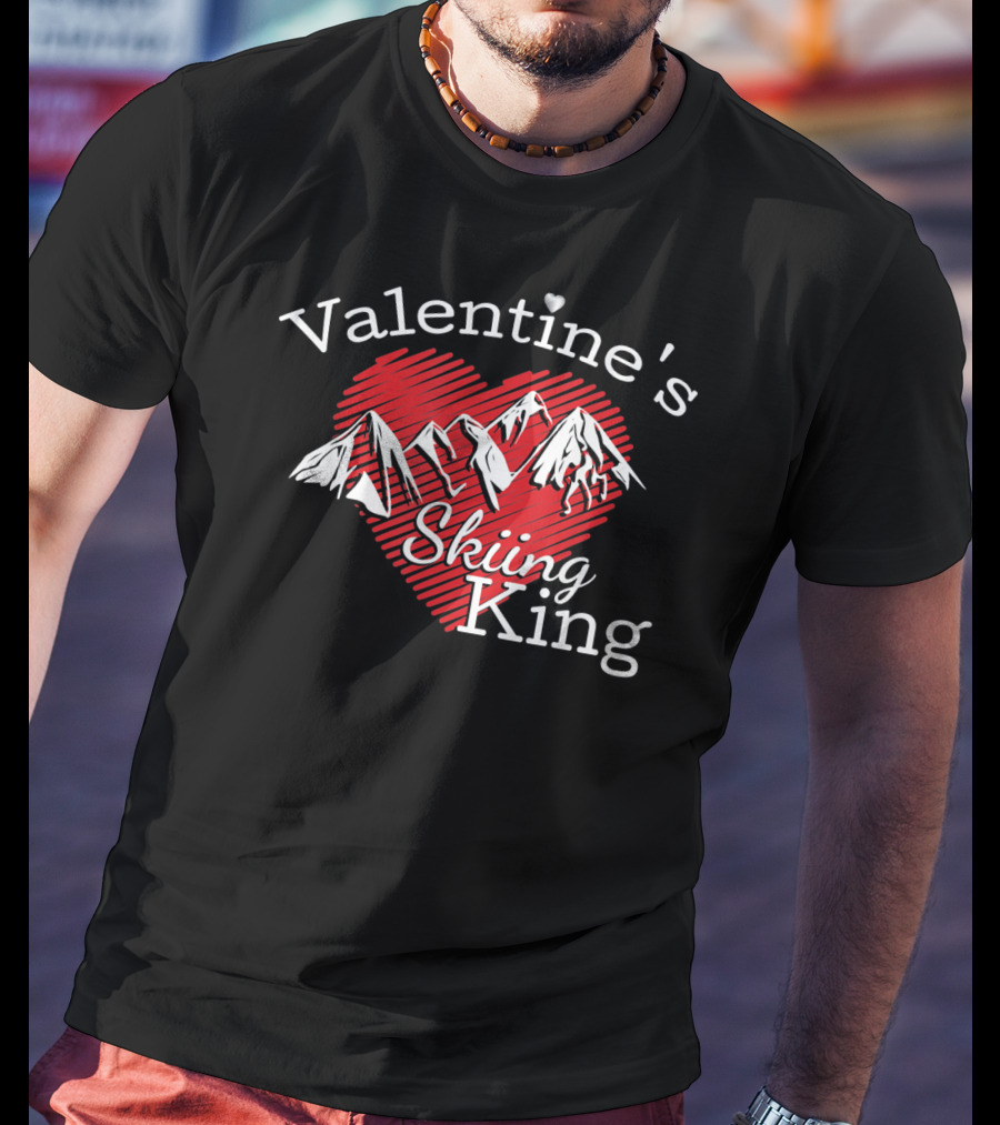 Valentine's Skiing King Across The Mountain T-Shirt