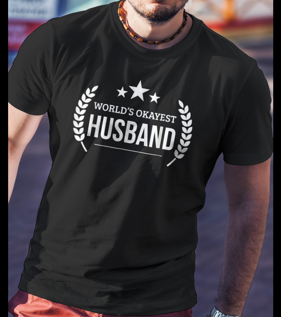 Men's World's Okayest Husband Laurel Star T-Shirt