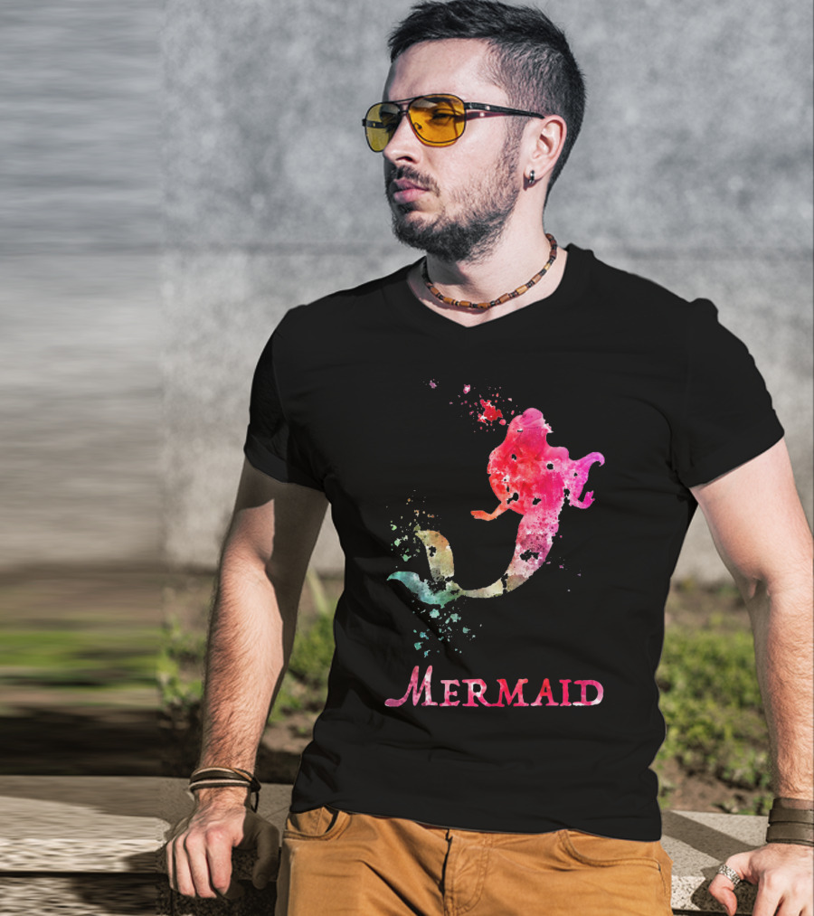 Mermaid Valentines Day Pink Rainbow Splash T-Shirt