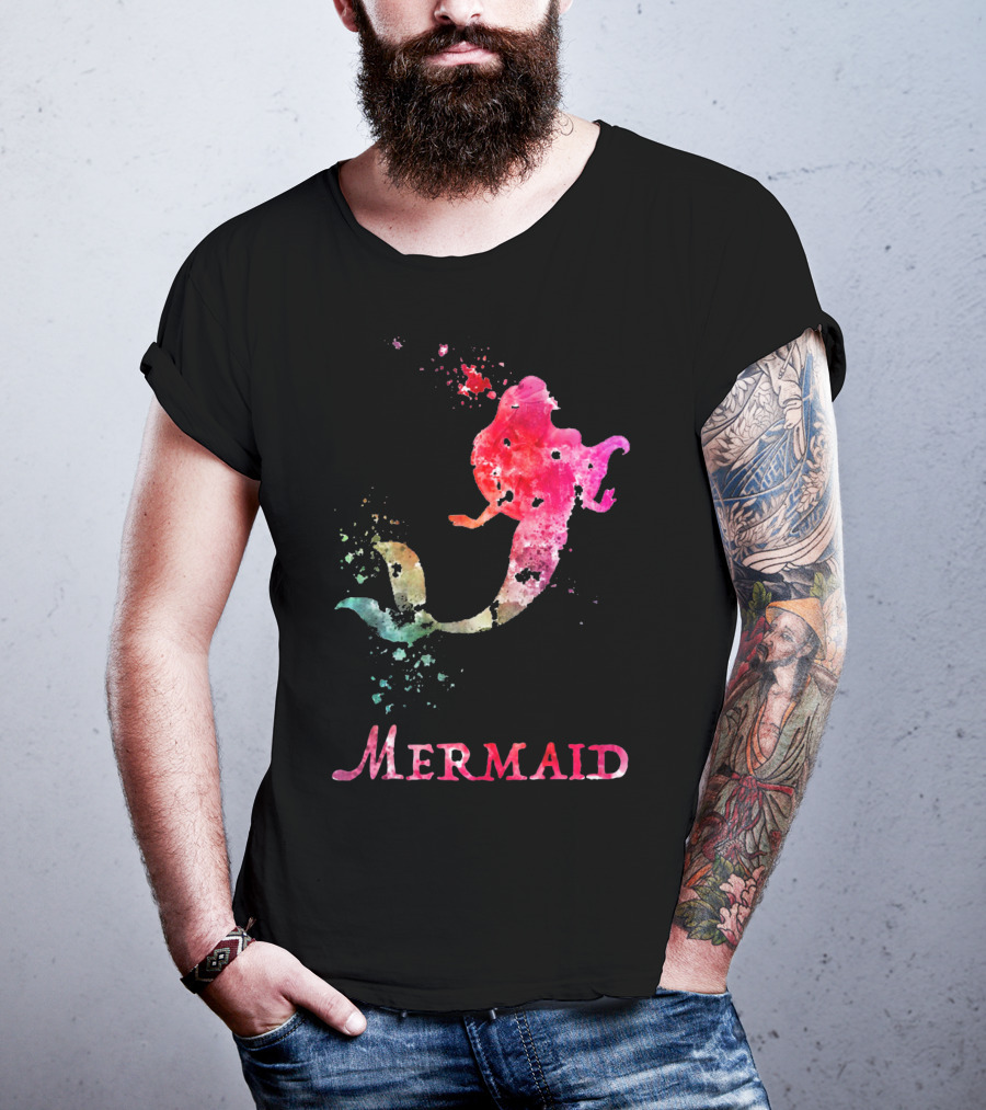 Mermaid Valentines Day Pink Rainbow Splash T-Shirt