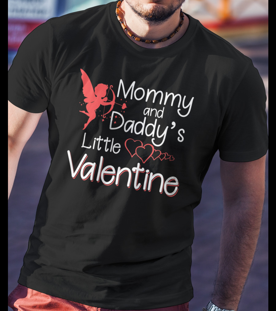 Mommy And Daddy's Little Valentine Angel With Hearts And Cupid T-Shirt