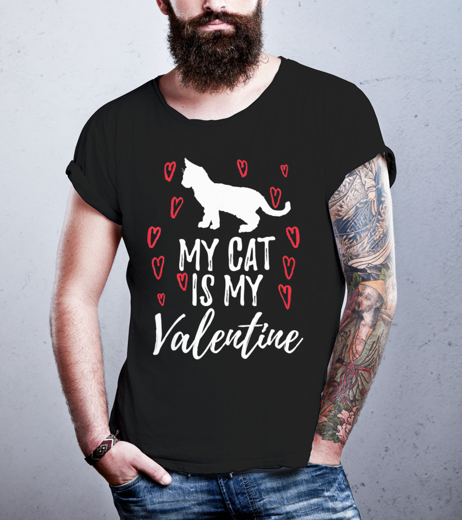 My Cat Is My Valentine Hearts T-Shirt