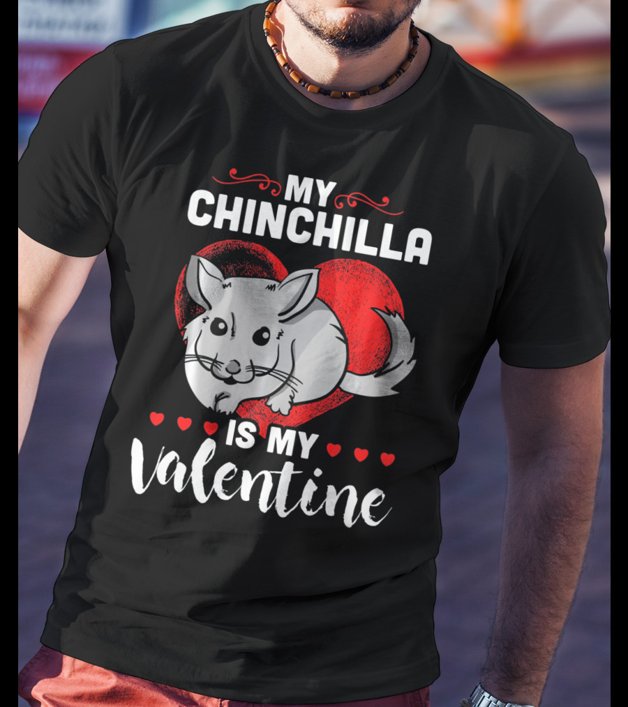 My Chinchilla Is My Valentine Red Heart T-Shirt
