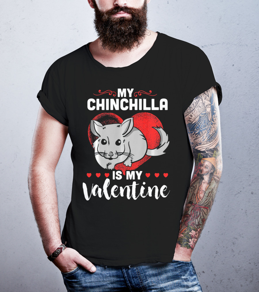 My Chinchilla Is My Valentine Red Heart T-Shirt